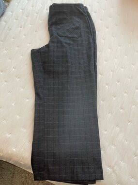 Wide Leg Women’s Plaid Dress Pants in Charcoal Black **PERFECT FOR FALL & WINTER